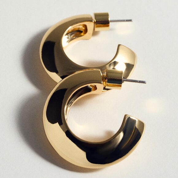 Mango Gold Hoop Earrings/NWT - Picture 2 of 8